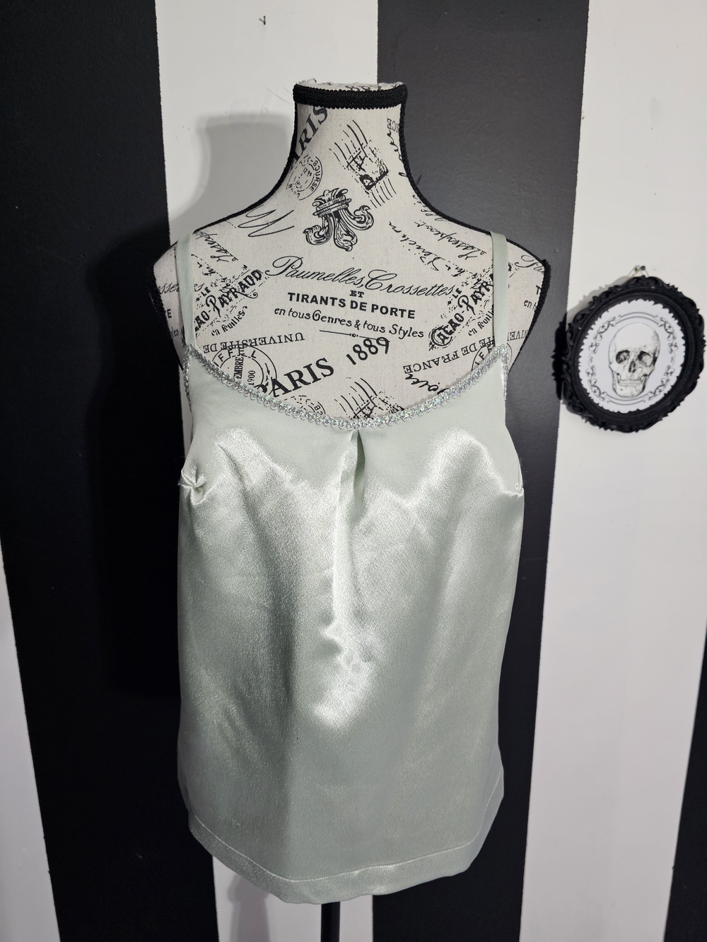 Vintage Mint Green Satin Tank Top